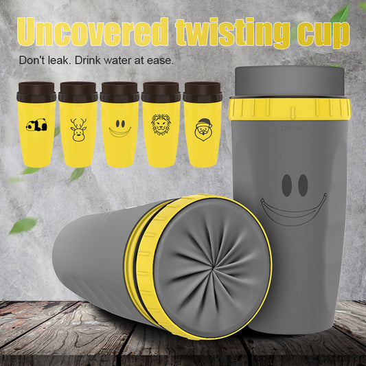 No Cover Twist Cup Travel Portable Cup Double Insulation Tumbler Straw Water Bottles