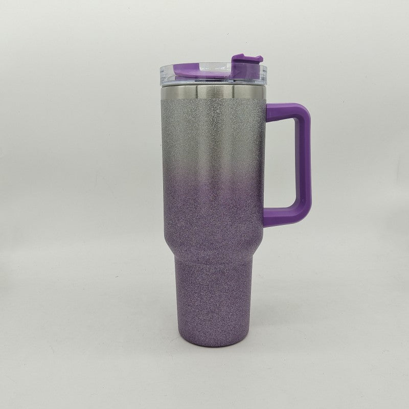 Tumbler with Handle, Leak-proof Lid and Straw, Insulated Coffee Mug Stainless Steel Travel Mug gradient purple