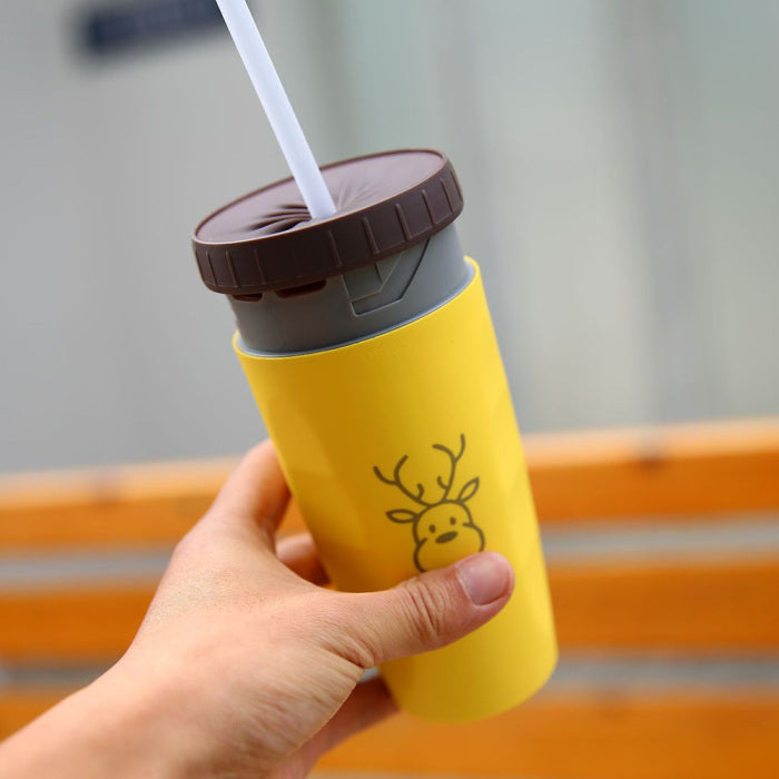 No Cover Twist Cup Travel Portable Cup Double Insulation Tumbler Straw Water Bottles